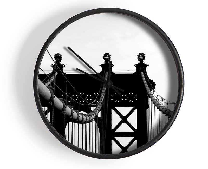 Brooklyn Bridge Close-Up B n W Clock - Wallart-Direct UK