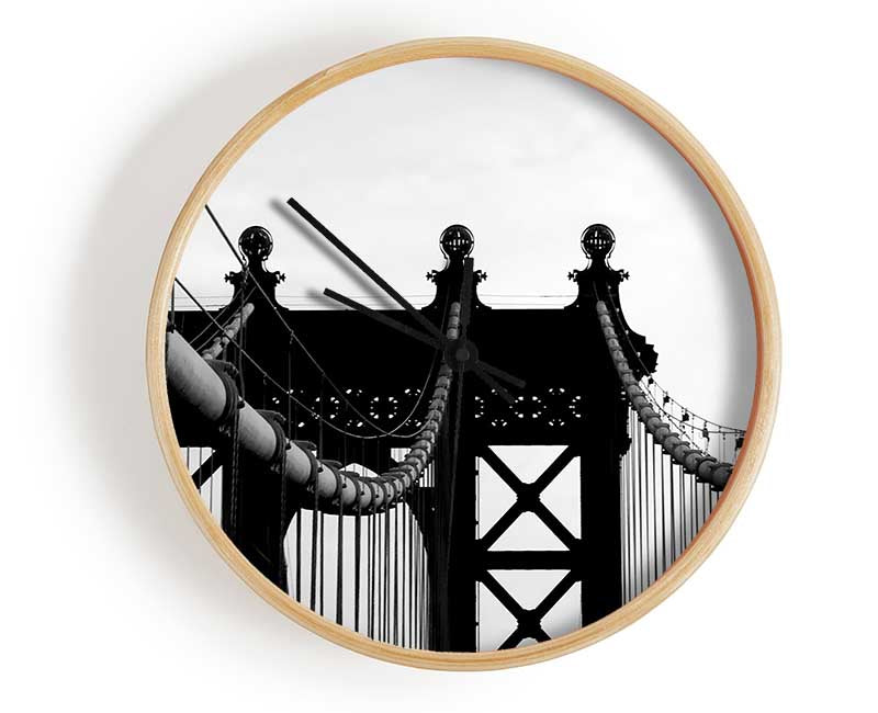 Brooklyn Bridge Close-Up B n W Clock - Wallart-Direct UK