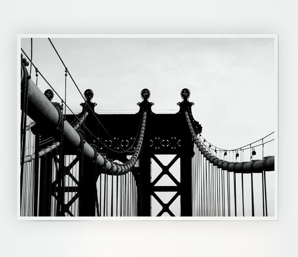 Brooklyn Bridge Close Up B N W Print Poster Wall Art