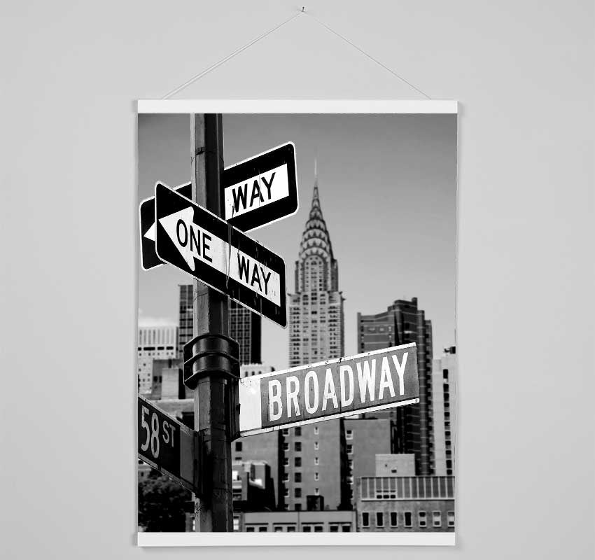 New York Signs To Broadway B n W Hanging Poster - Wallart-Direct UK