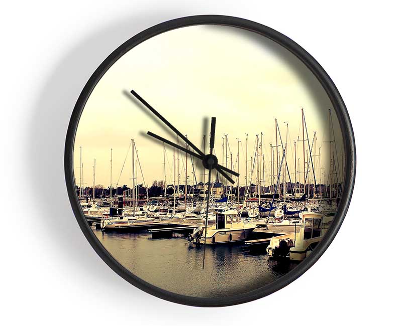 Boat Harbour Sunrise Clock - Wallart-Direct UK