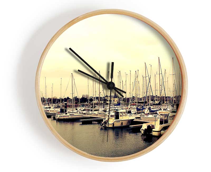 Boat Harbour Sunrise Clock - Wallart-Direct UK