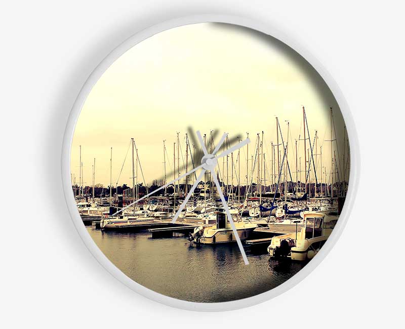 Boat Harbour Sunrise Clock - Wallart-Direct UK