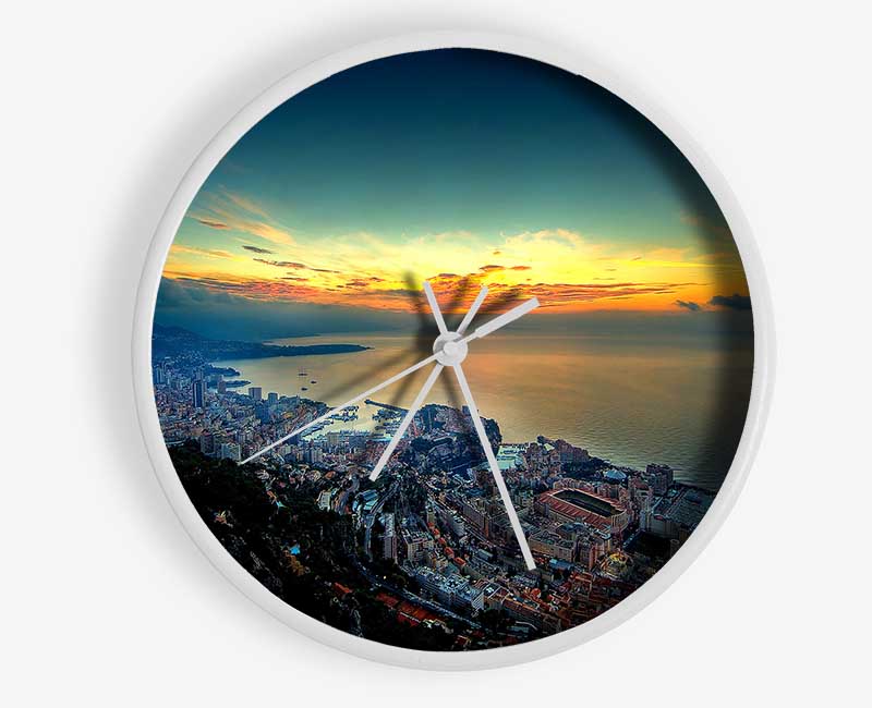 Monaco Aerial View Clock - Wallart-Direct UK