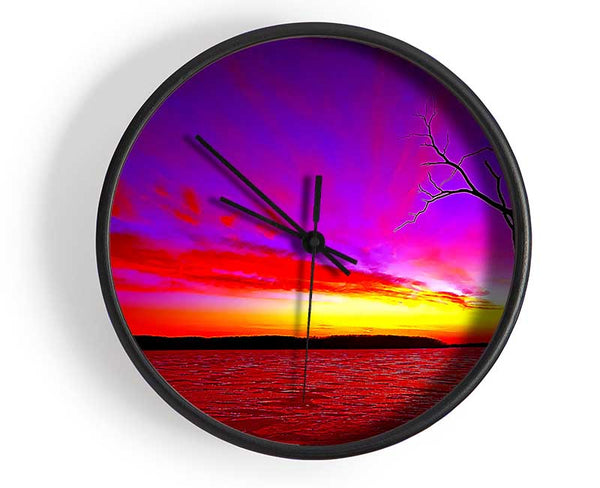 Sunset Tree Rainbow Skies Clock - Wallart-Direct UK