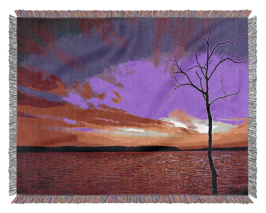 Sunset Tree Rainbow Skies Woven Blanket