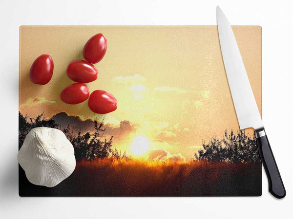 Golden Wheat Field At Sunset Glass Chopping Board