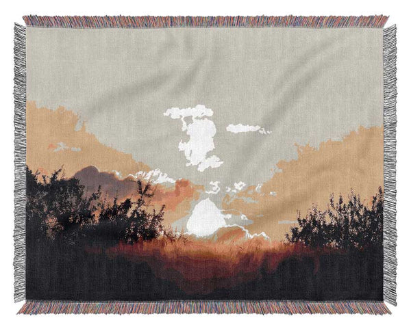 Golden Wheat Field At Sunset Woven Blanket