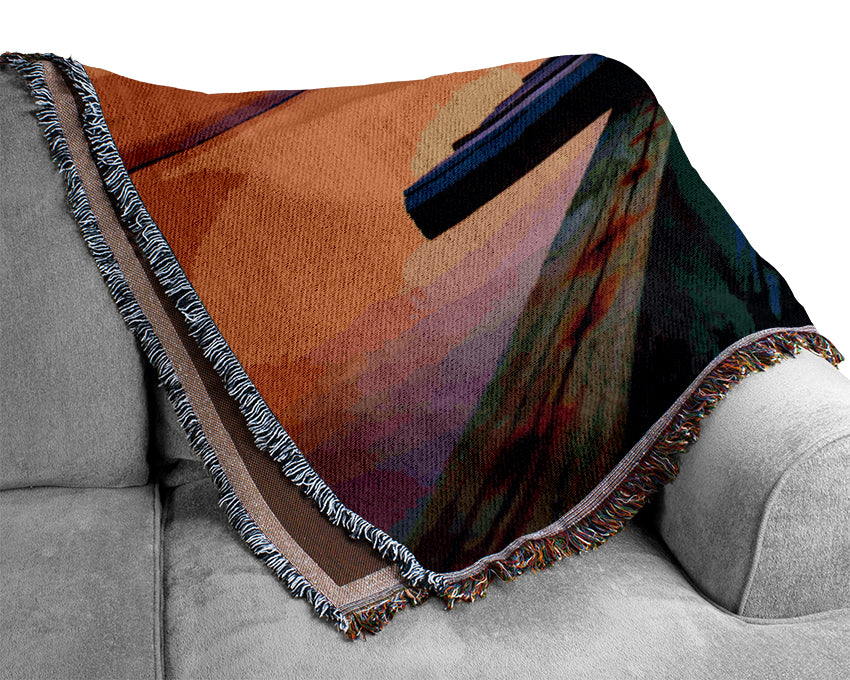 The Perfect Sunset Dock Woven Blanket