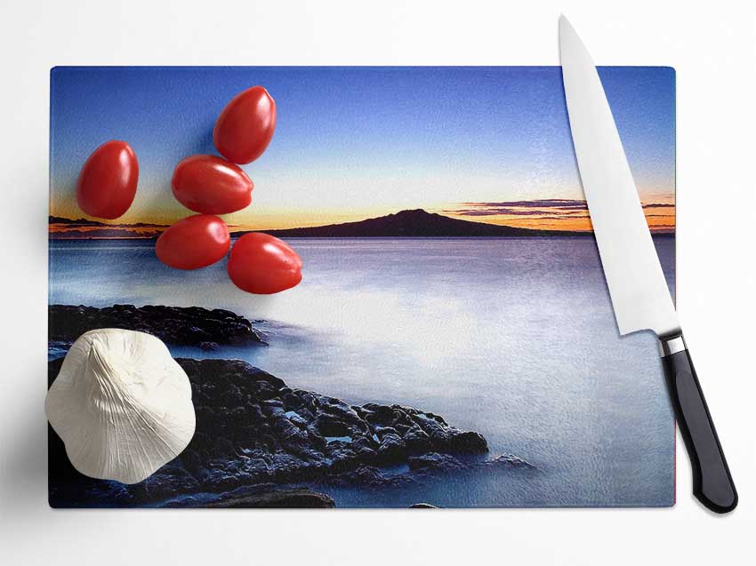 Misty Ocean At Dusk Glass Chopping Board