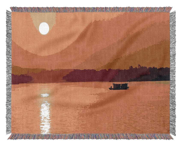 Beach Sunrise With The Fisherman Woven Blanket