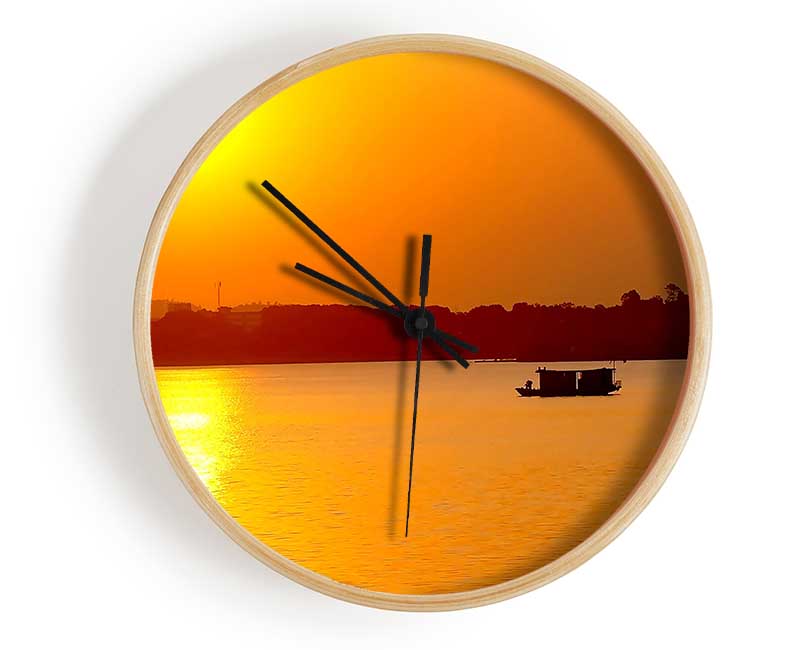 Beach Sunrise With The Fisherman Clock - Wallart-Direct UK