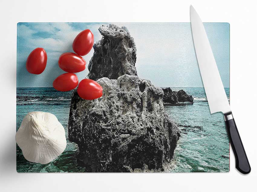 Big Rock Denia Beach Spain Glass Chopping Board