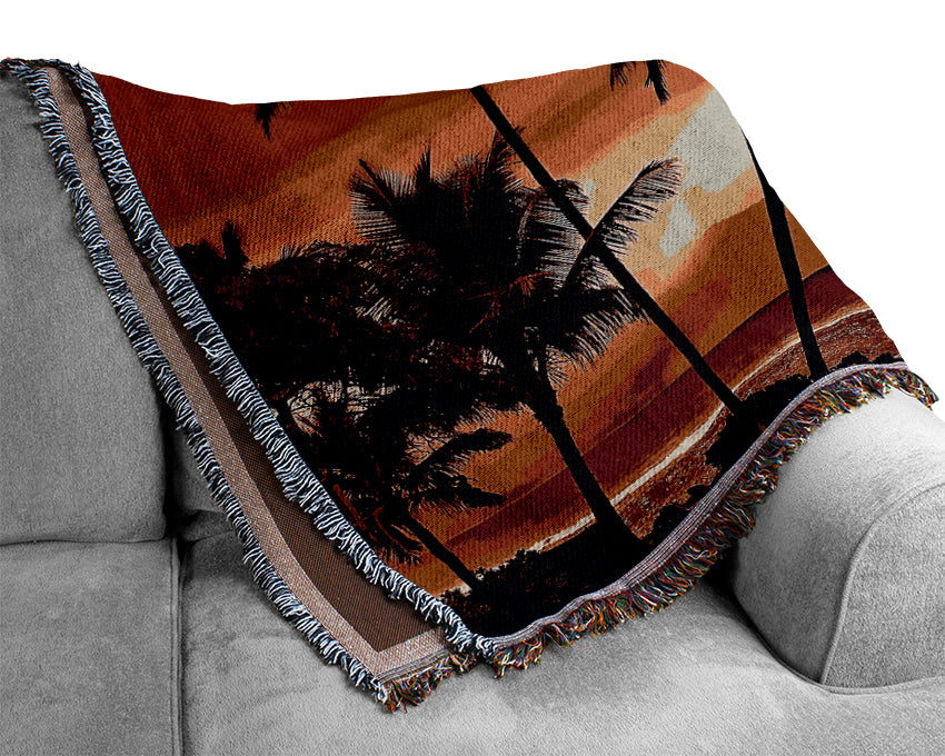 Sunset In The Tropics Woven Blanket