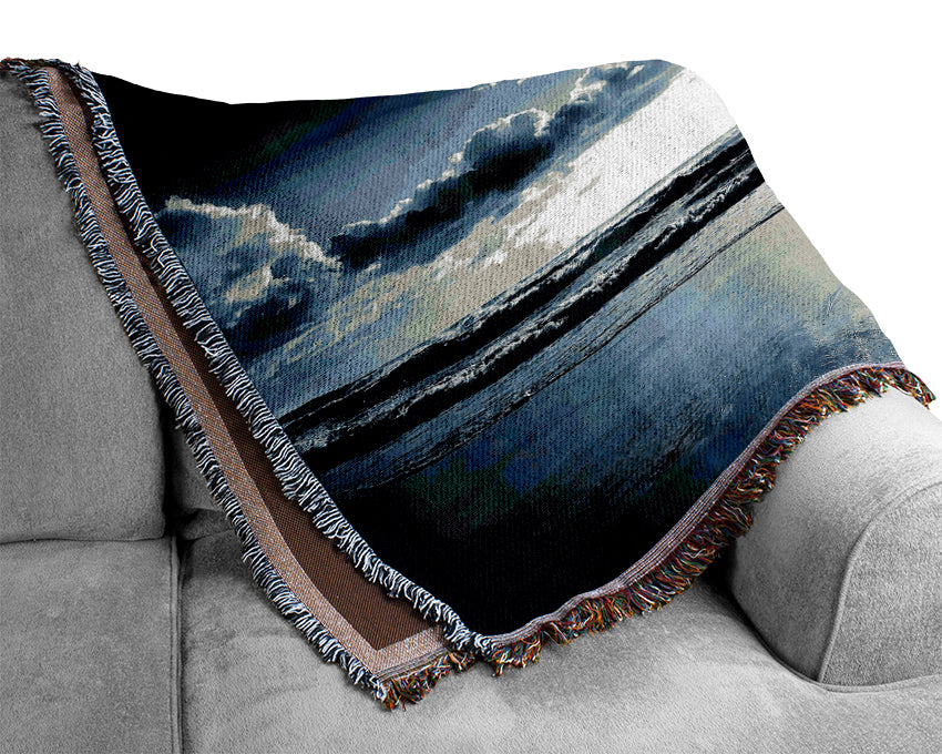 Blue Sunshine On The Beach Woven Blanket