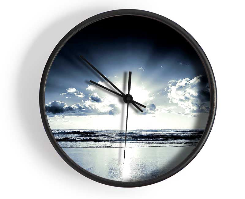 Blue Sunshine On The Beach Clock - Wallart-Direct UK