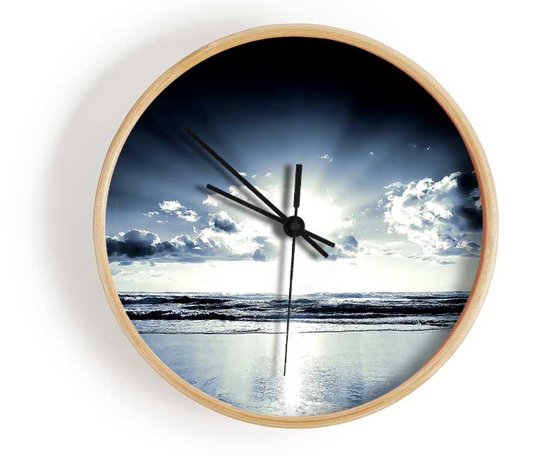 Blue Sunshine On The Beach Clock - Wallart-Direct UK