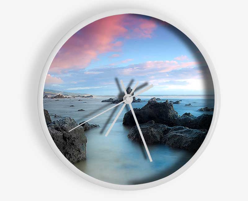 Pink Clouds Over The Morning Ocean Clock - Wallart-Direct UK