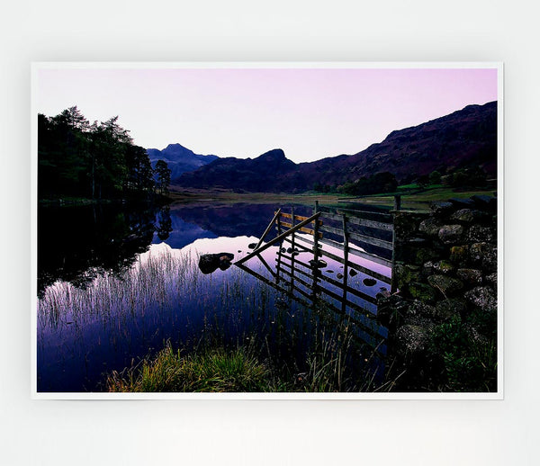 Beautiful Lake Above The Hills Print Poster Wall Art