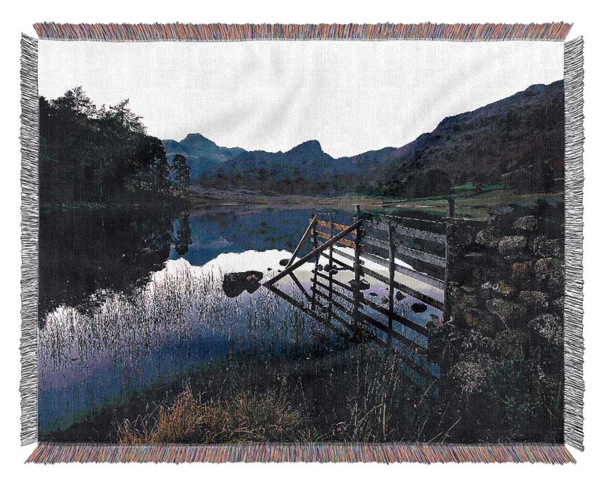 Beautiful Lake Above The Hills Woven Blanket