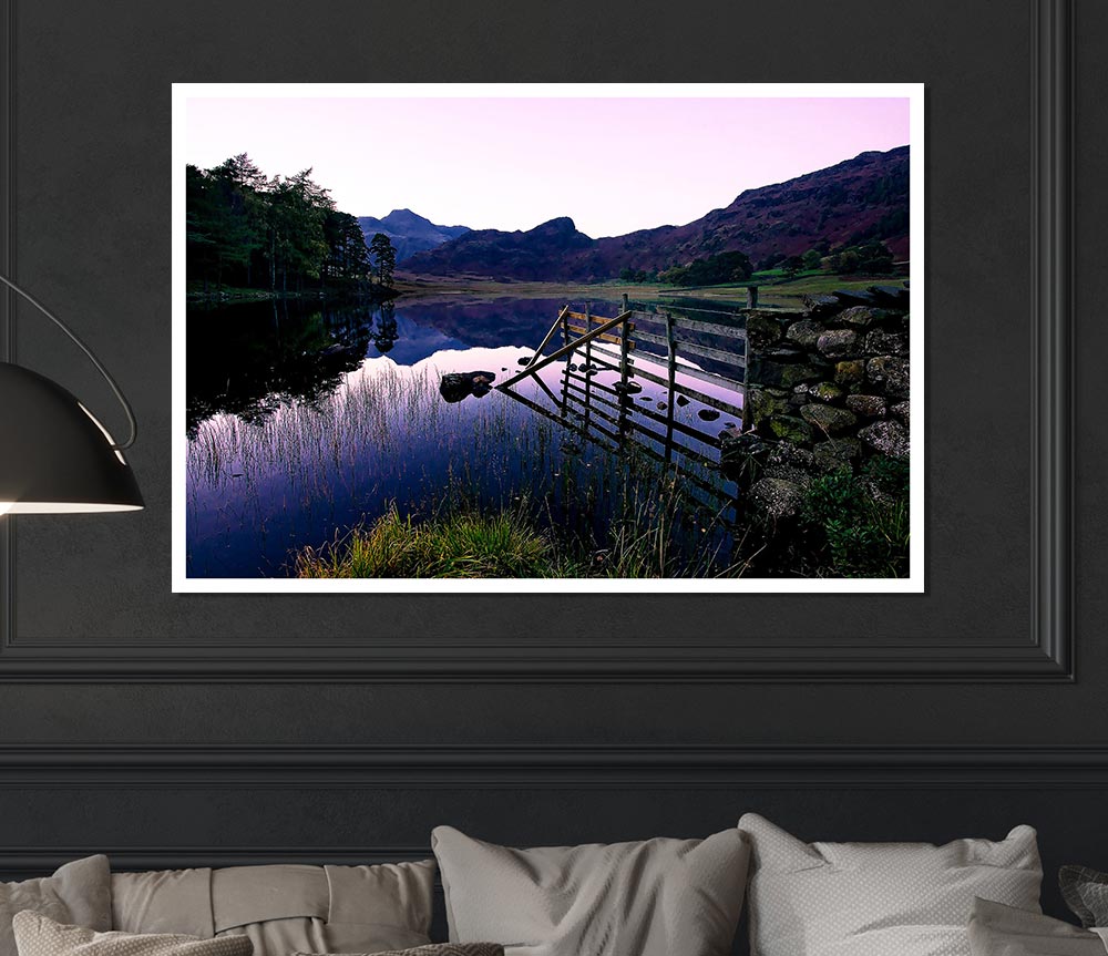 Beautiful Lake Above The Hills Print Poster Wall Art