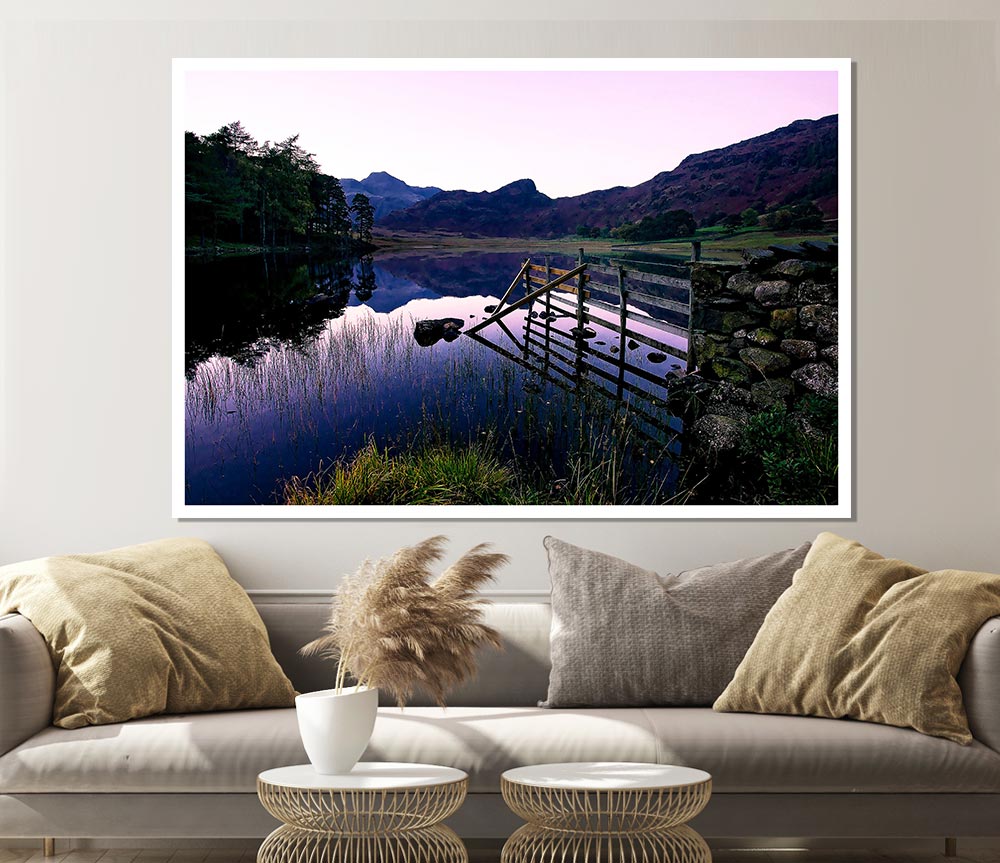 Beautiful Lake Above The Hills Print Poster Wall Art