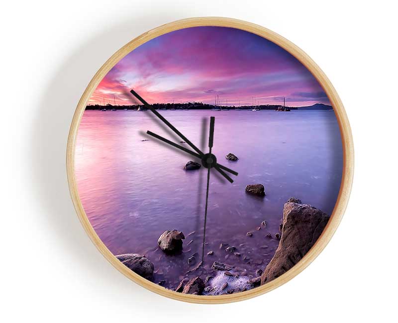 Half Moon Bay Sunset Clock - Wallart-Direct UK