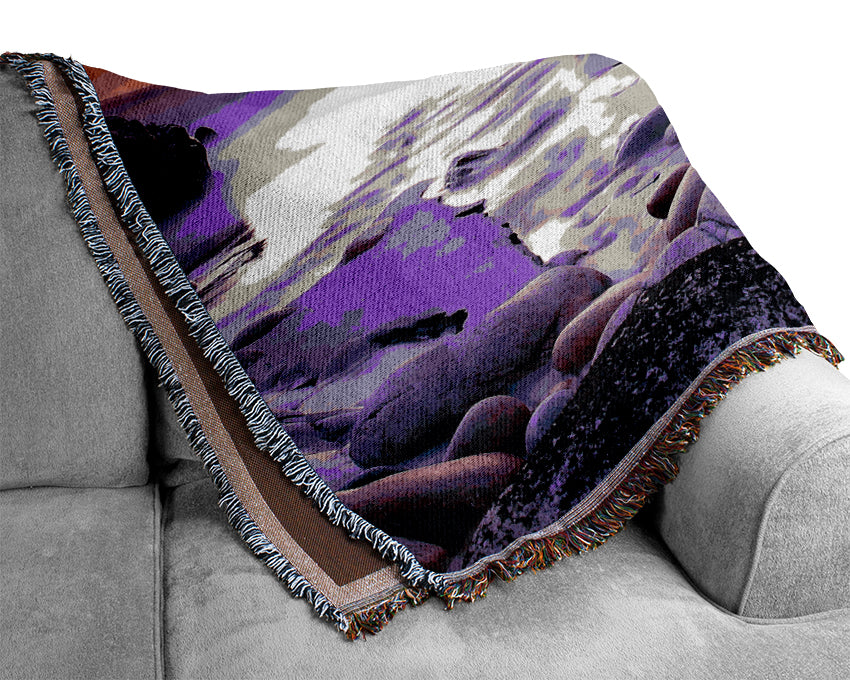 Lilac Beach Rocks Woven Blanket