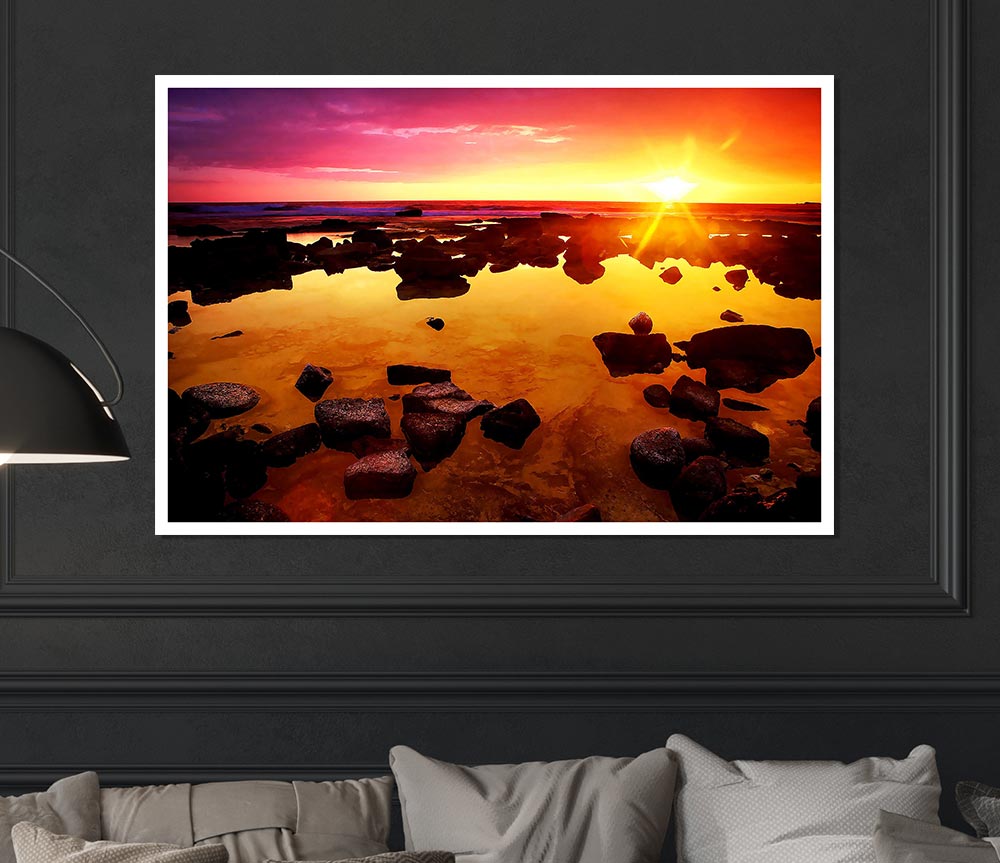 Beautiful Orange Rocky Skies Print Poster Wall Art