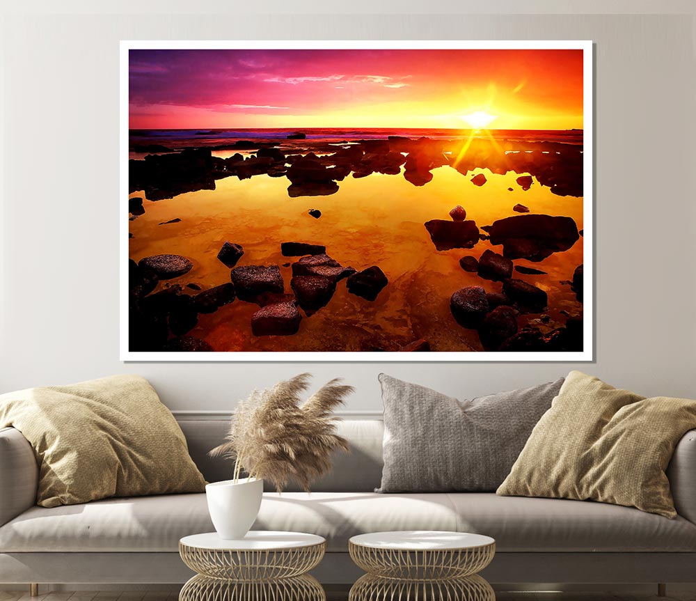 Beautiful Orange Rocky Skies Print Poster Wall Art