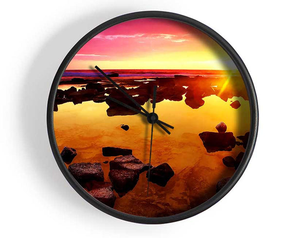 Beautiful Orange Rocky Skies Clock - Wallart-Direct UK