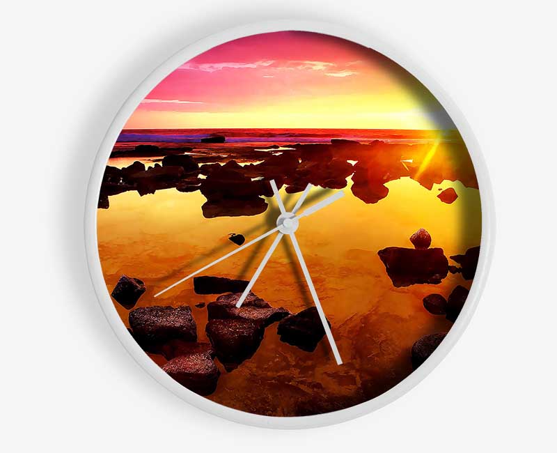 Beautiful Orange Rocky Skies Clock - Wallart-Direct UK