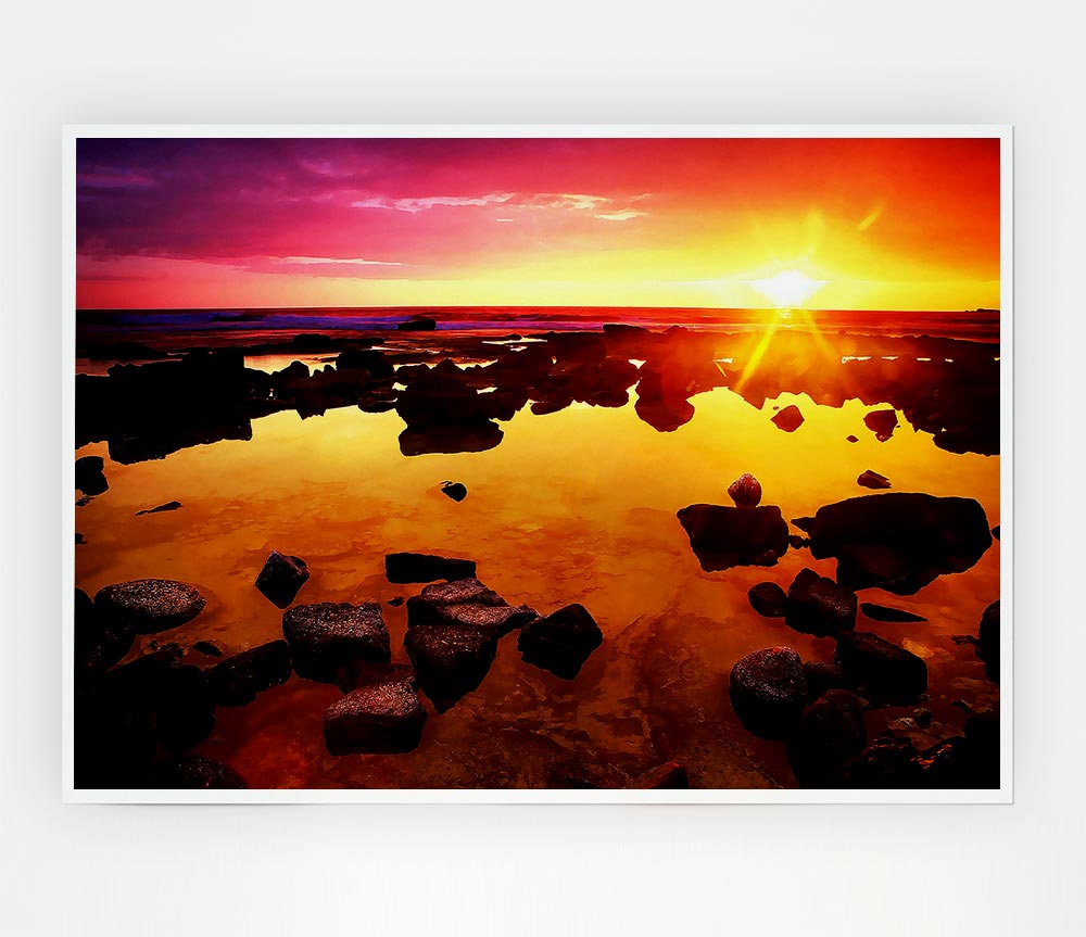 Beautiful Orange Rocky Skies Print Poster Wall Art