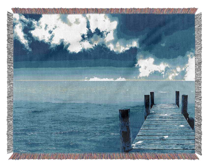 Blue Dock Clouds Woven Blanket