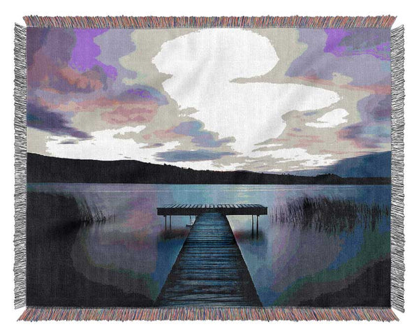 Dusk On The Dock Woven Blanket