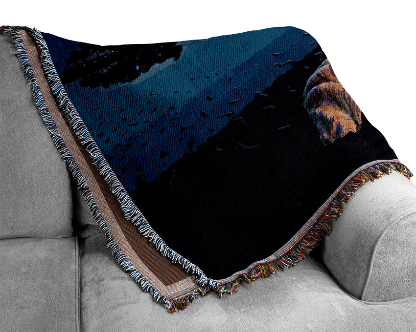 Shell On The Deep Blue Ocean Woven Blanket