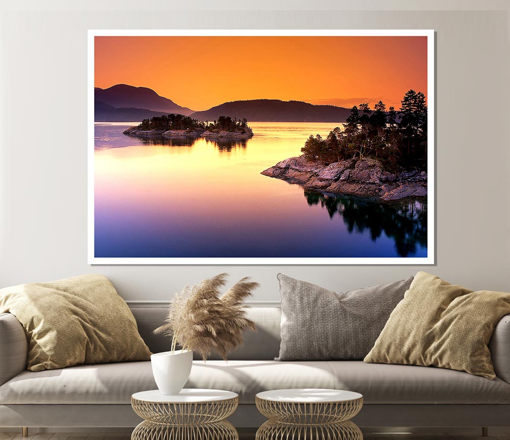 Islands At Dusk Print Poster Wall Art