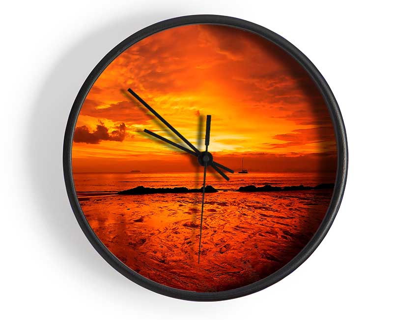 Stunning Beach Sunset Clock - Wallart-Direct UK