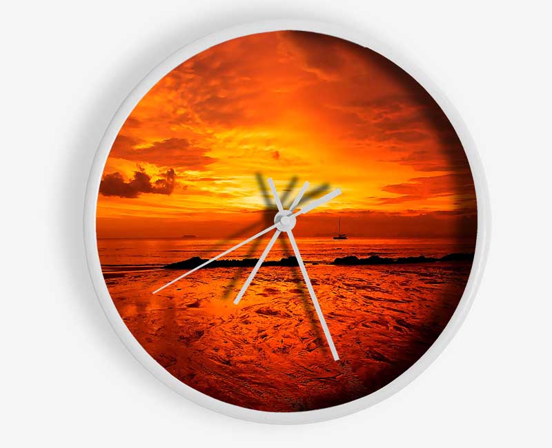 Stunning Beach Sunset Clock - Wallart-Direct UK