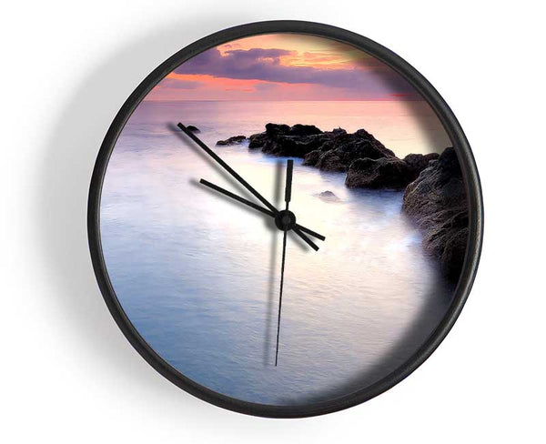 Beautiful Serene Ocean Rocks Clock - Wallart-Direct UK