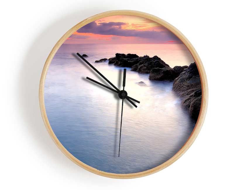 Beautiful Serene Ocean Rocks Clock - Wallart-Direct UK