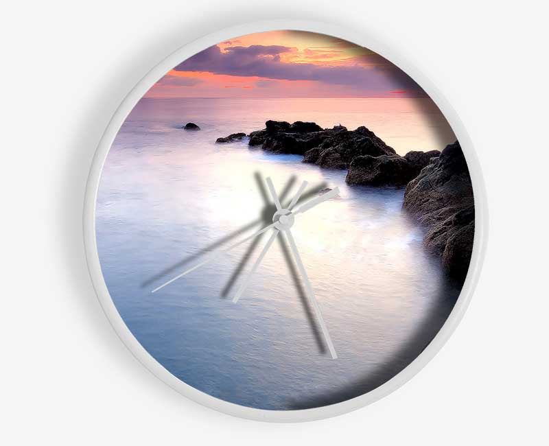 Beautiful Serene Ocean Rocks Clock - Wallart-Direct UK