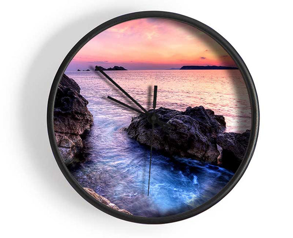 Ocean Rocks At Dawn Clock - Wallart-Direct UK