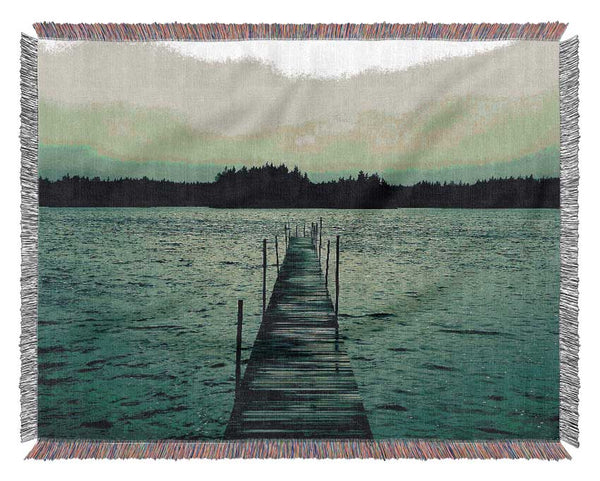 Long Green Jetty Woven Blanket