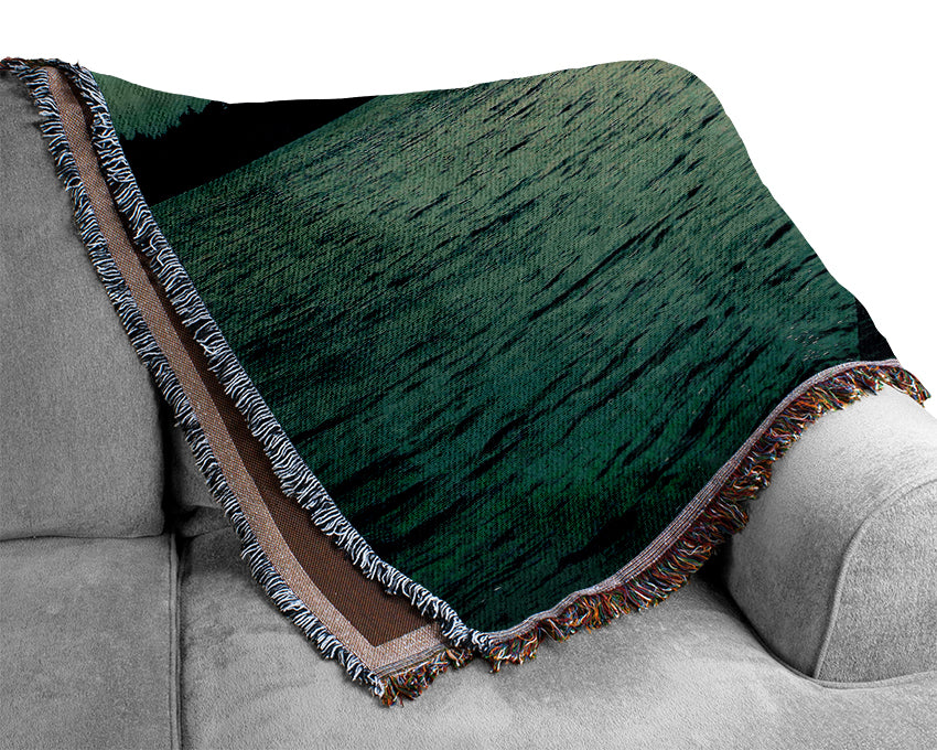 Long Green Jetty Woven Blanket