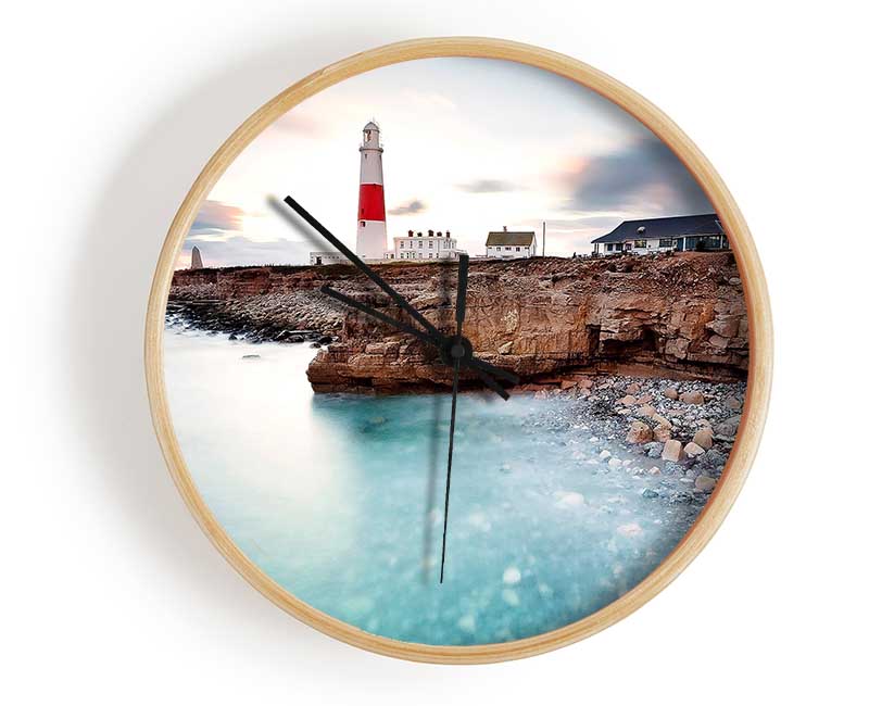 Lighthouse Ocean Rocks Clock - Wallart-Direct UK