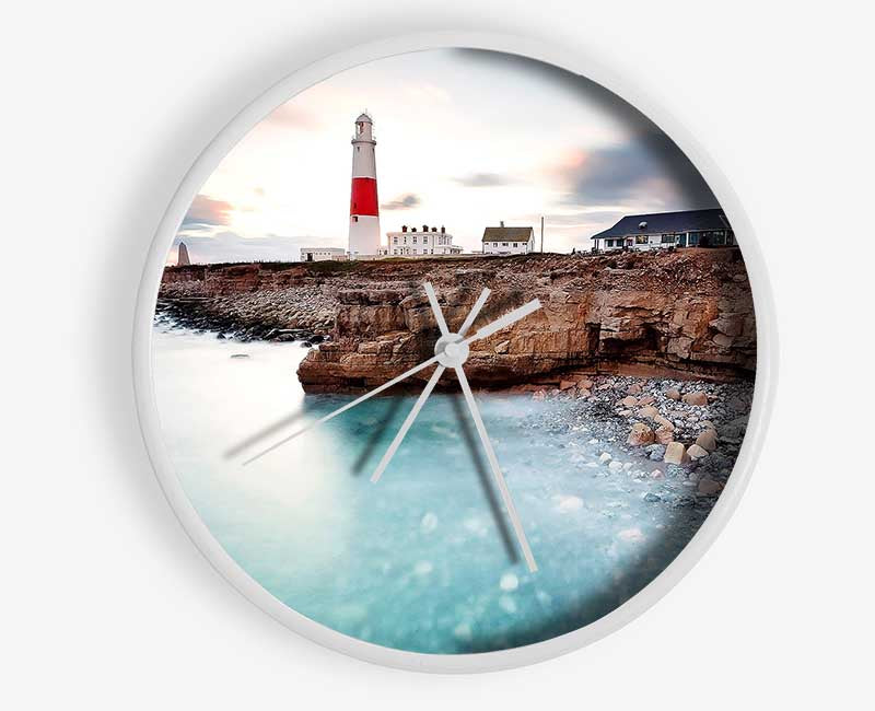 Lighthouse Ocean Rocks Clock - Wallart-Direct UK