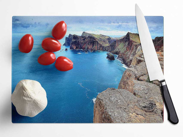 Coast Panoramic View Glass Chopping Board