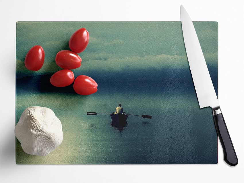 Boating At Dusk Glass Chopping Board