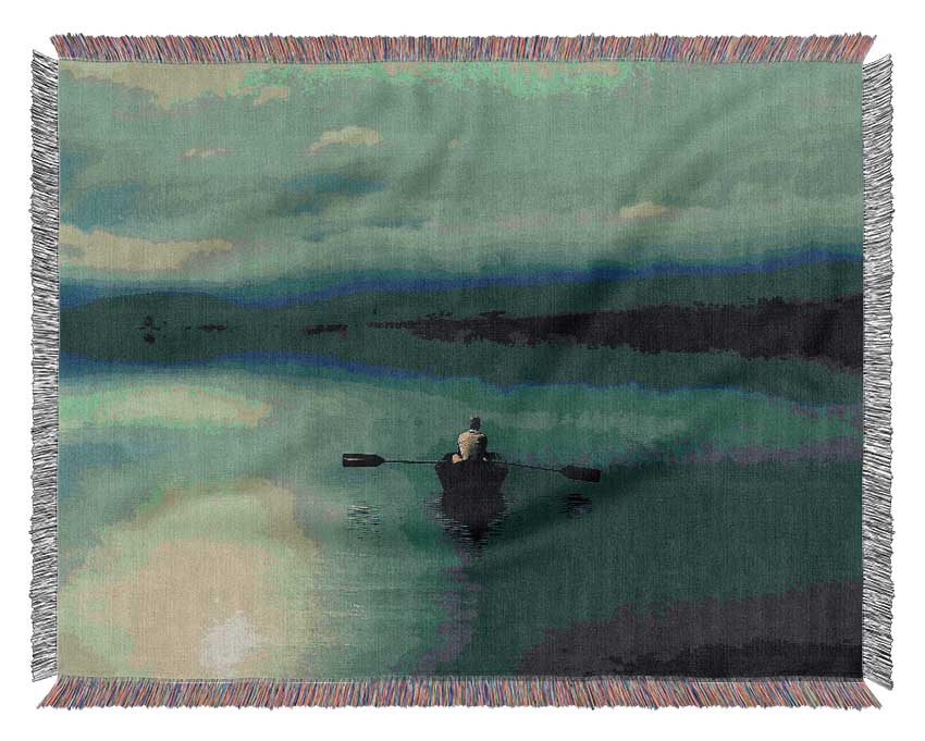 Boating At Dusk Woven Blanket